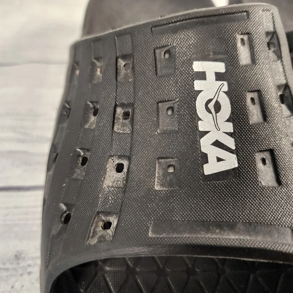 Hoka One One Ora Recovery Slide Mens 12 Black Comfort Sandals Slip On 1099673